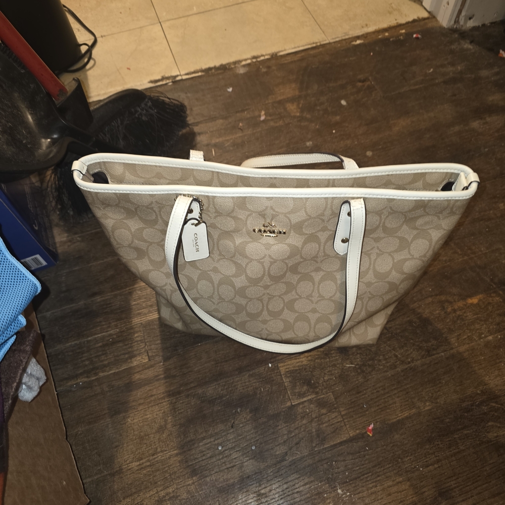 Coach Tan and Cream Tote Bag